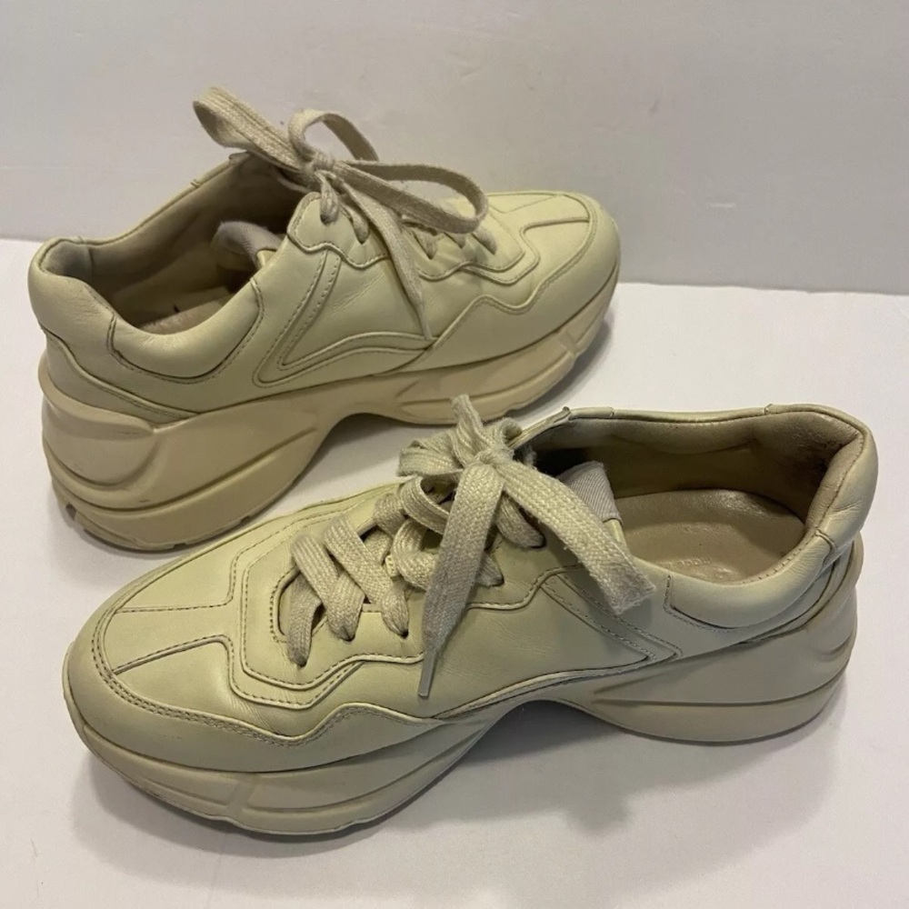 Gucci Women Auth 6 US 36 EU Rhyton Vintage Logo Tennis Leather Sneakers Shoes - Picture 9 of 14